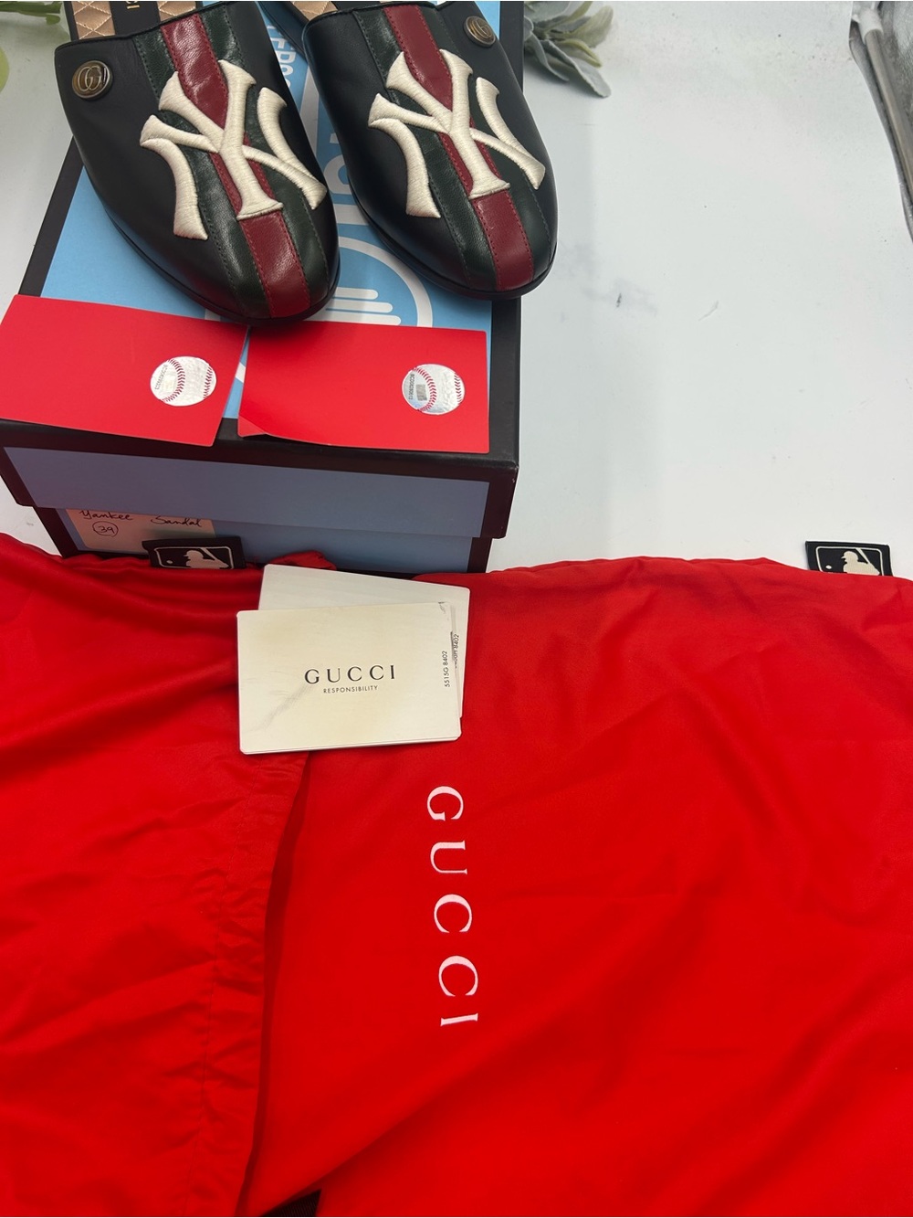 Women's Gucci X New York, Yankee mules size 39 made in Italy - Picture 3 of 10
